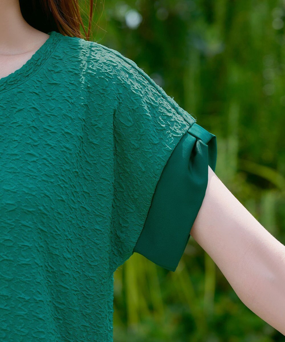 Tiaclasse 【洗える】ふくれジャカードカフス付きカットソー 