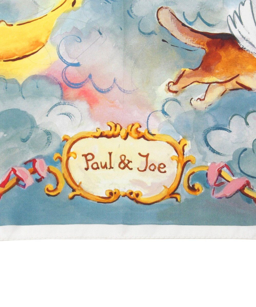 MOONBAT PAUL&JOE ACCESSOIRES(ポール & ジョー) シルクスカーフ 空 オーステルリッツ記念柱 ネコと毛糸 気球 65cm×65cm 手洗いOK 