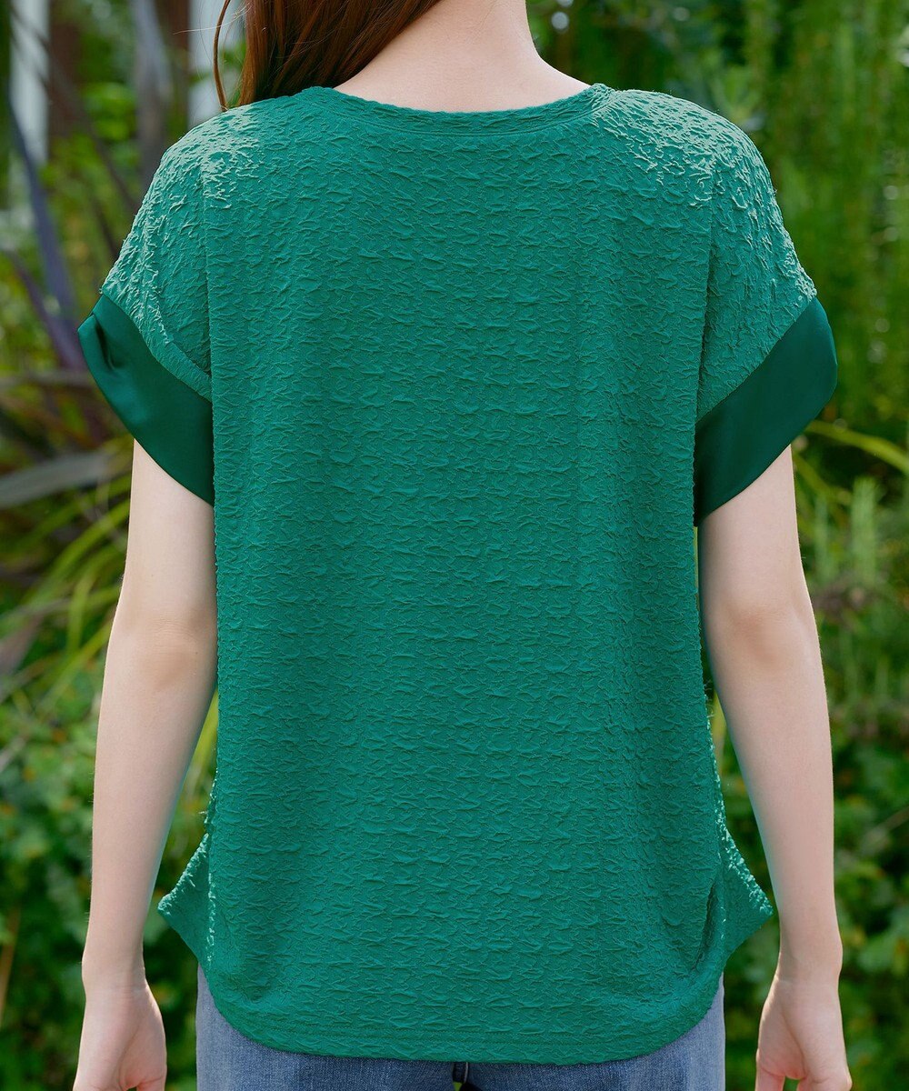 Tiaclasse 【洗える】ふくれジャカードカフス付きカットソー 