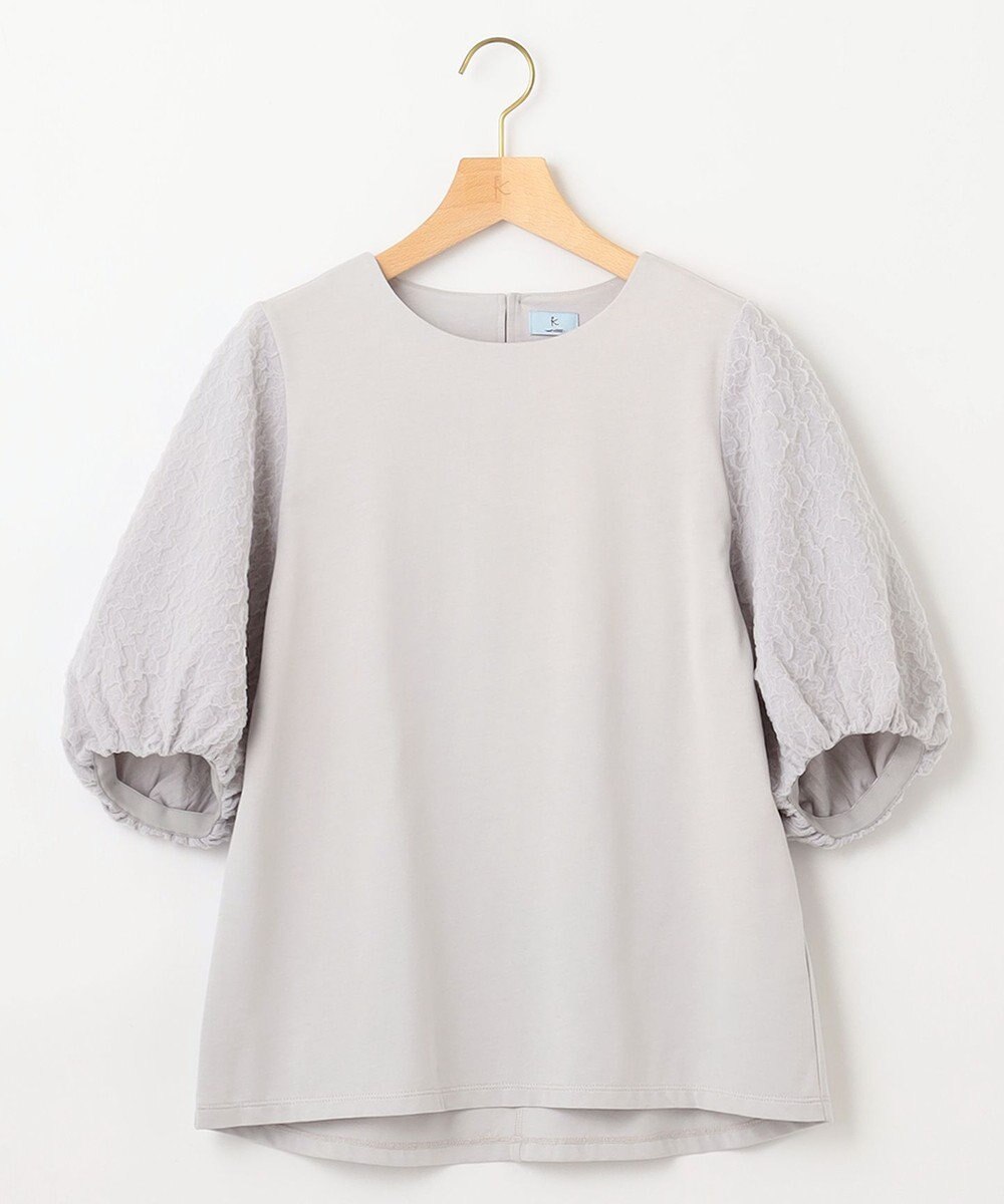 組曲 【洗える】レリーフスリーブジャージー カットソー 