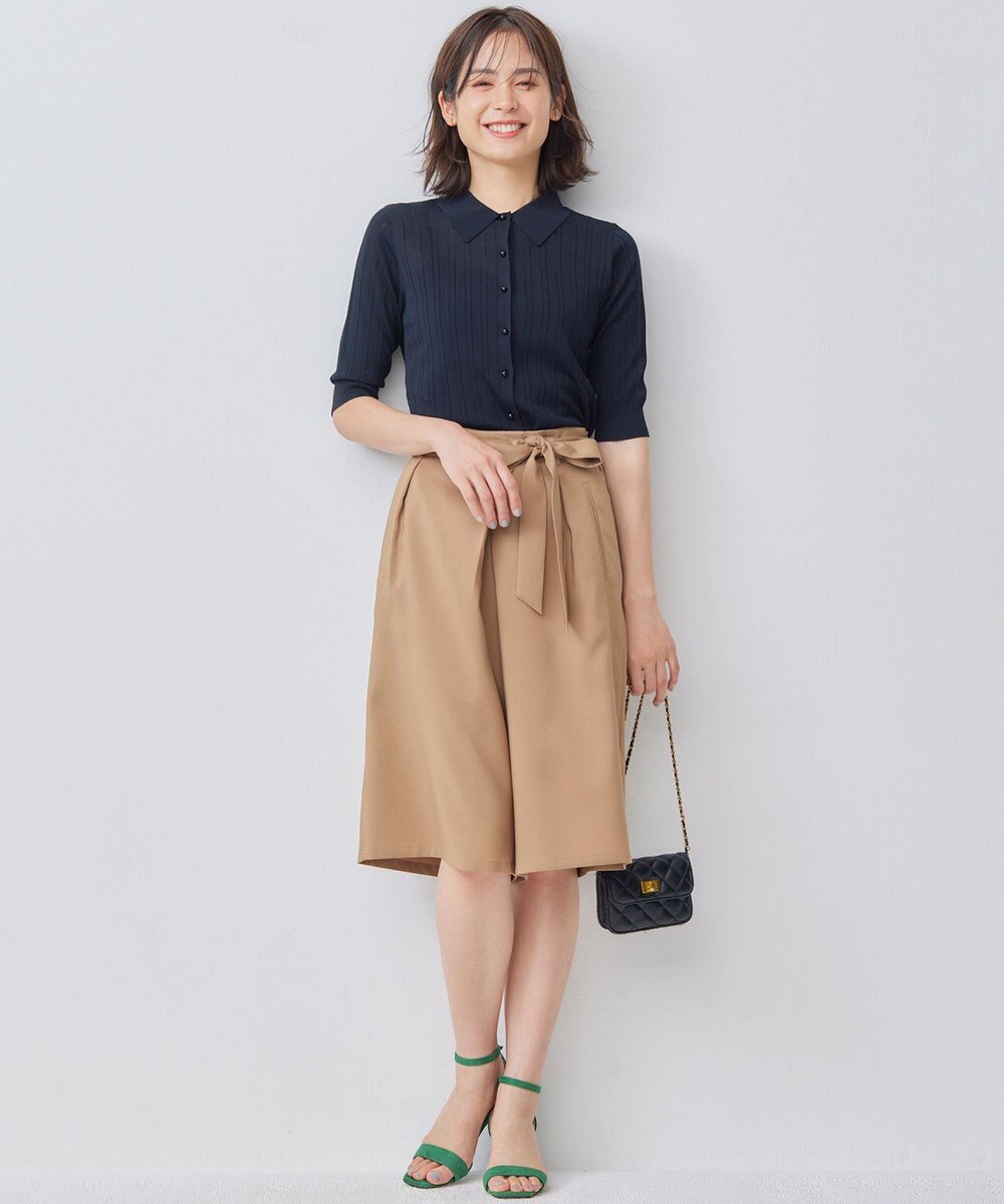 組曲 L 【WEB限定カラーあり】衿付きシアーニットポロ 