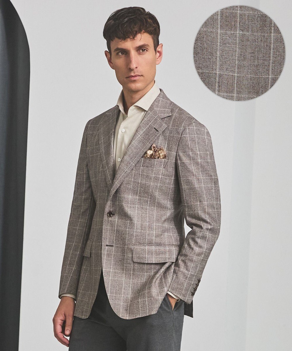GOTAIRIKU 【CANONICO/カノニコ】サキソニーウールコットンブレンド ジャケット_ブラウンチェック 