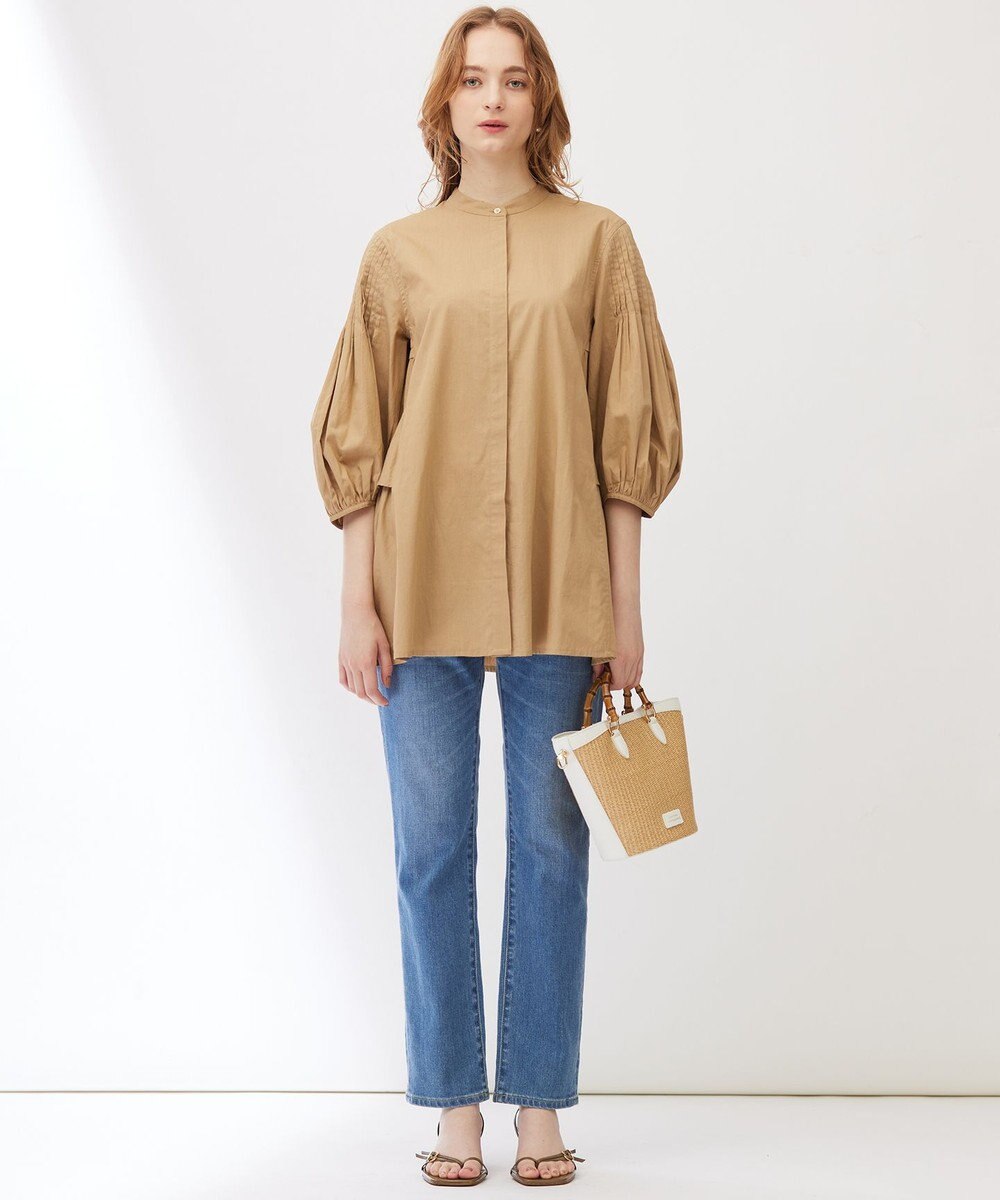 23区 【Indian Factory】コットンポプリン タックディテール チュニックブラウス 