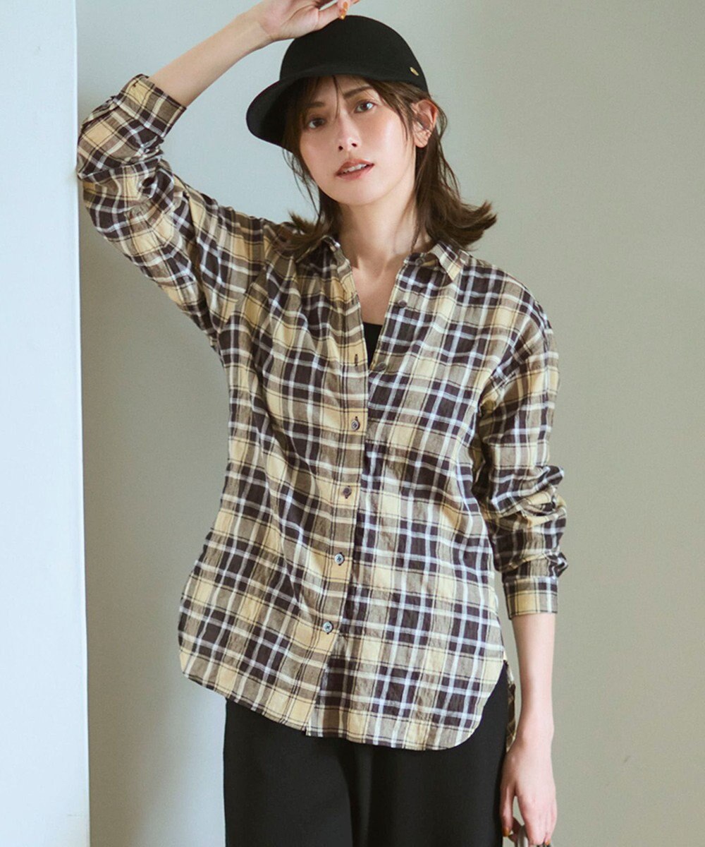 23区 【WEB限定】シャーリング チェック シャツ 