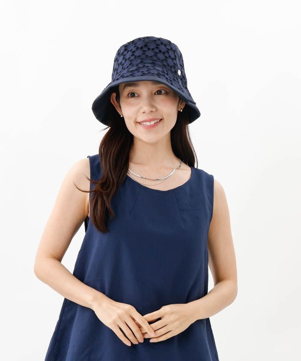 AURORA 【 LANVIN COLLECTION（ランバン コレクション） 】レースJL切り替えクロッシェハット 