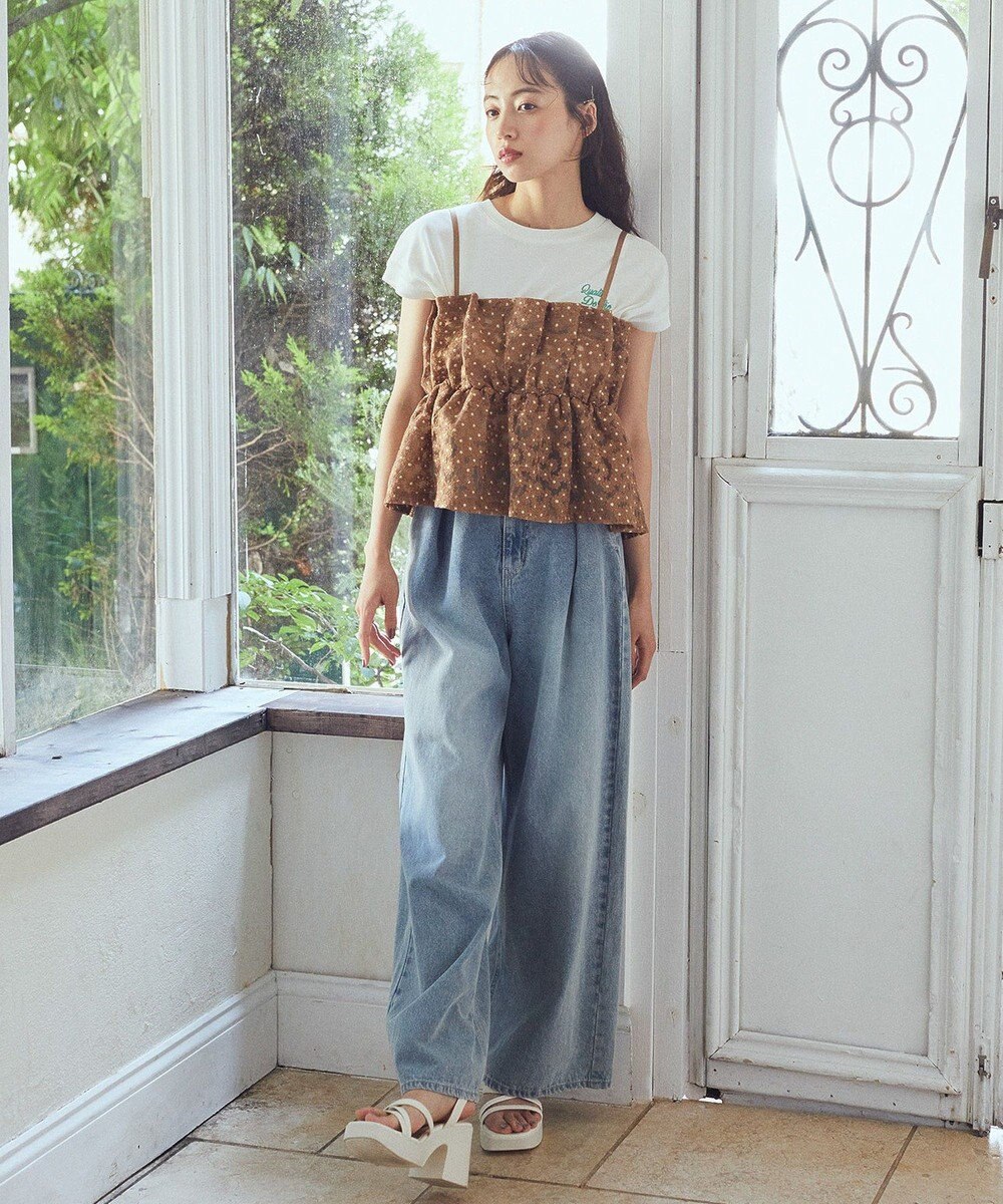 earth music&ecology キラキラフラワー刺繍ビスチェ 