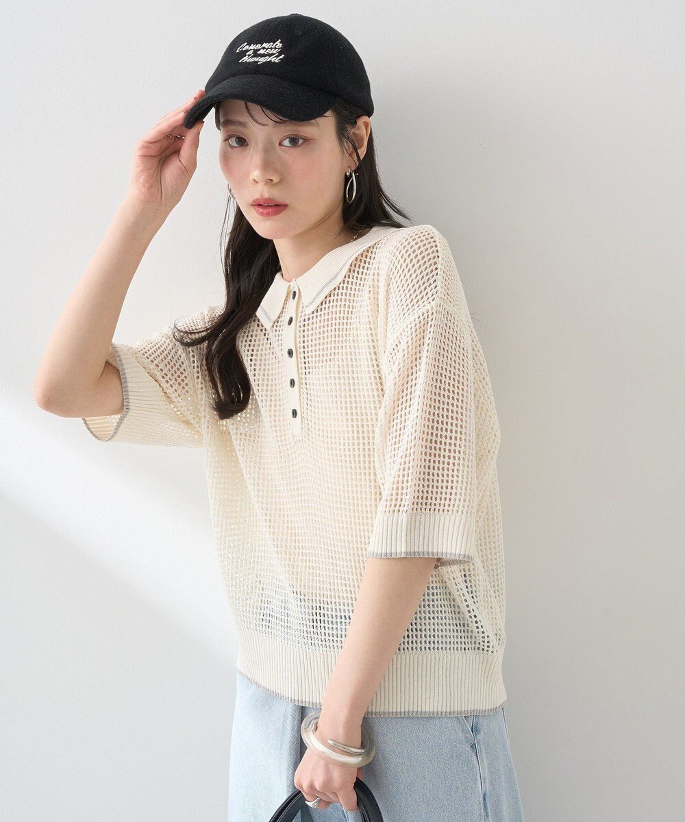 earth music&ecology メッシュポロニットプルオーバー 