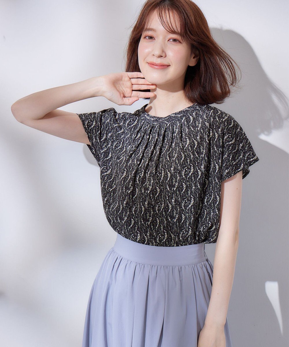 ANY 【洗濯機可能】プリントブラウス 