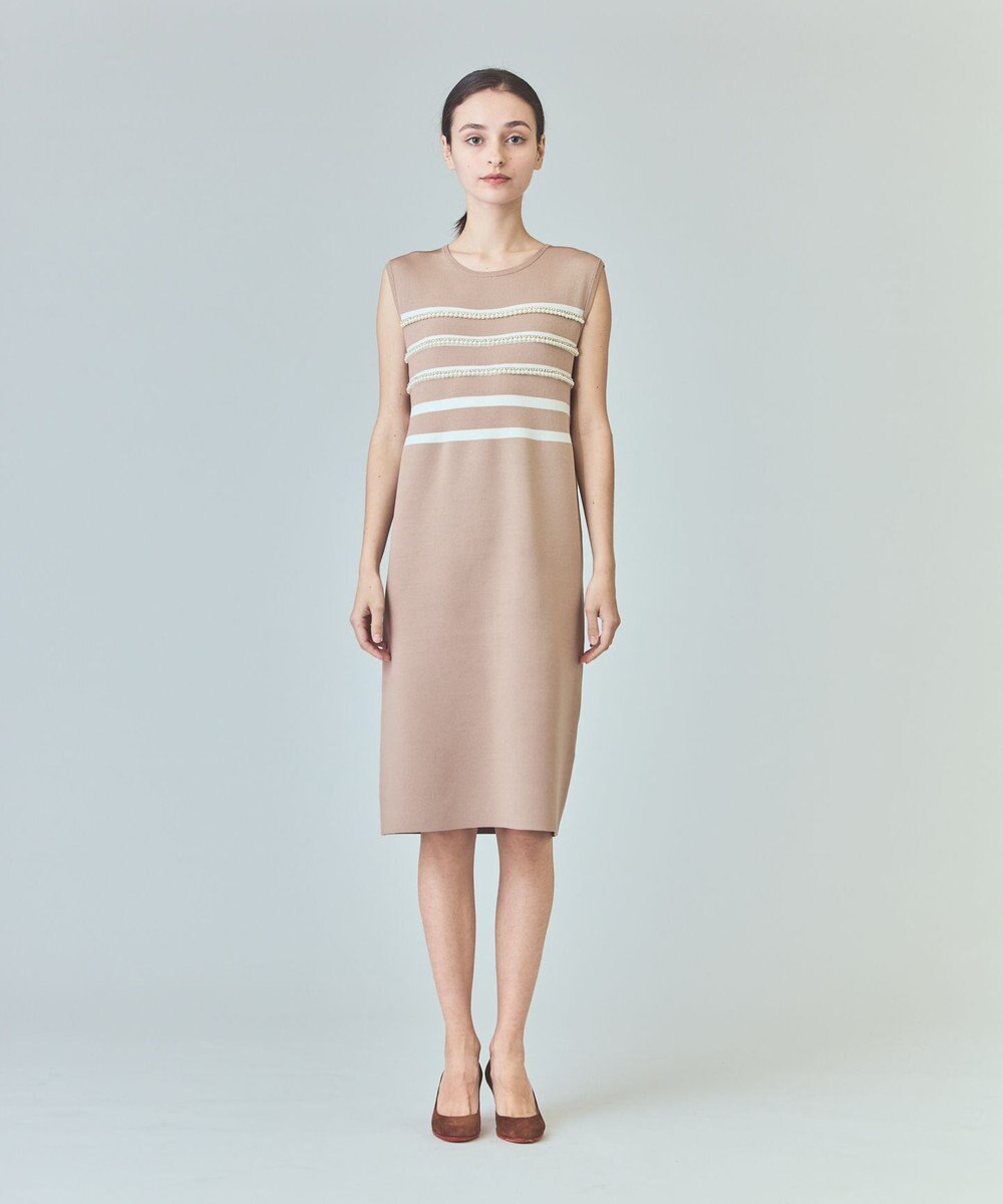 GRACE CONTINENTAL ボーダーパールワンピース 