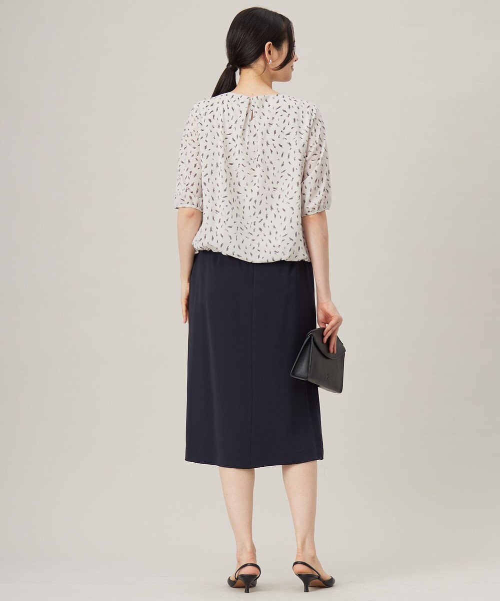 自由区 S 【洗える】ロイヤルシフォンドレープタイ半袖 ブラウス 