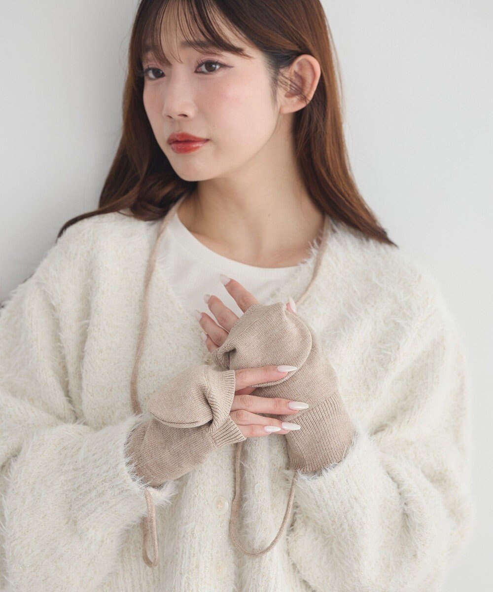 earth music&ecology チャーム付きニットミトン 