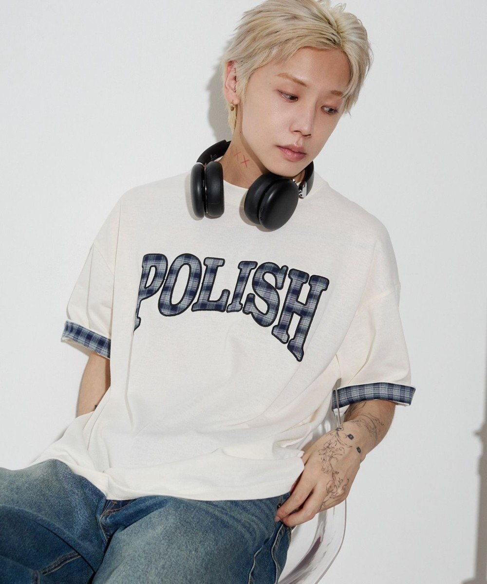 WEGO 【ユニセックス着用ITEM】チェックディテールロゴT（SS） 