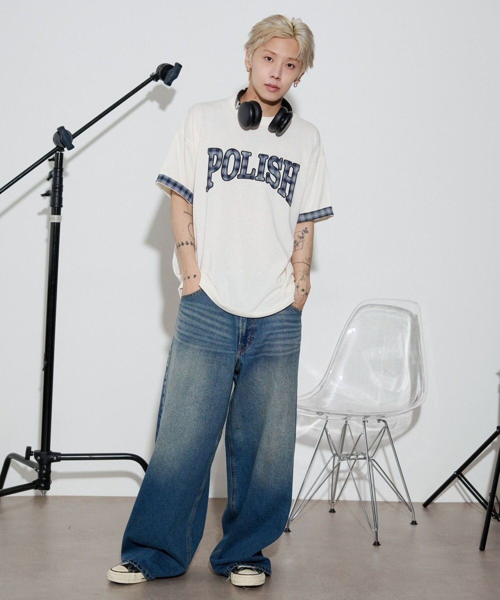 WEGO 【ユニセックス着用ITEM】チェックディテールロゴT（SS） 