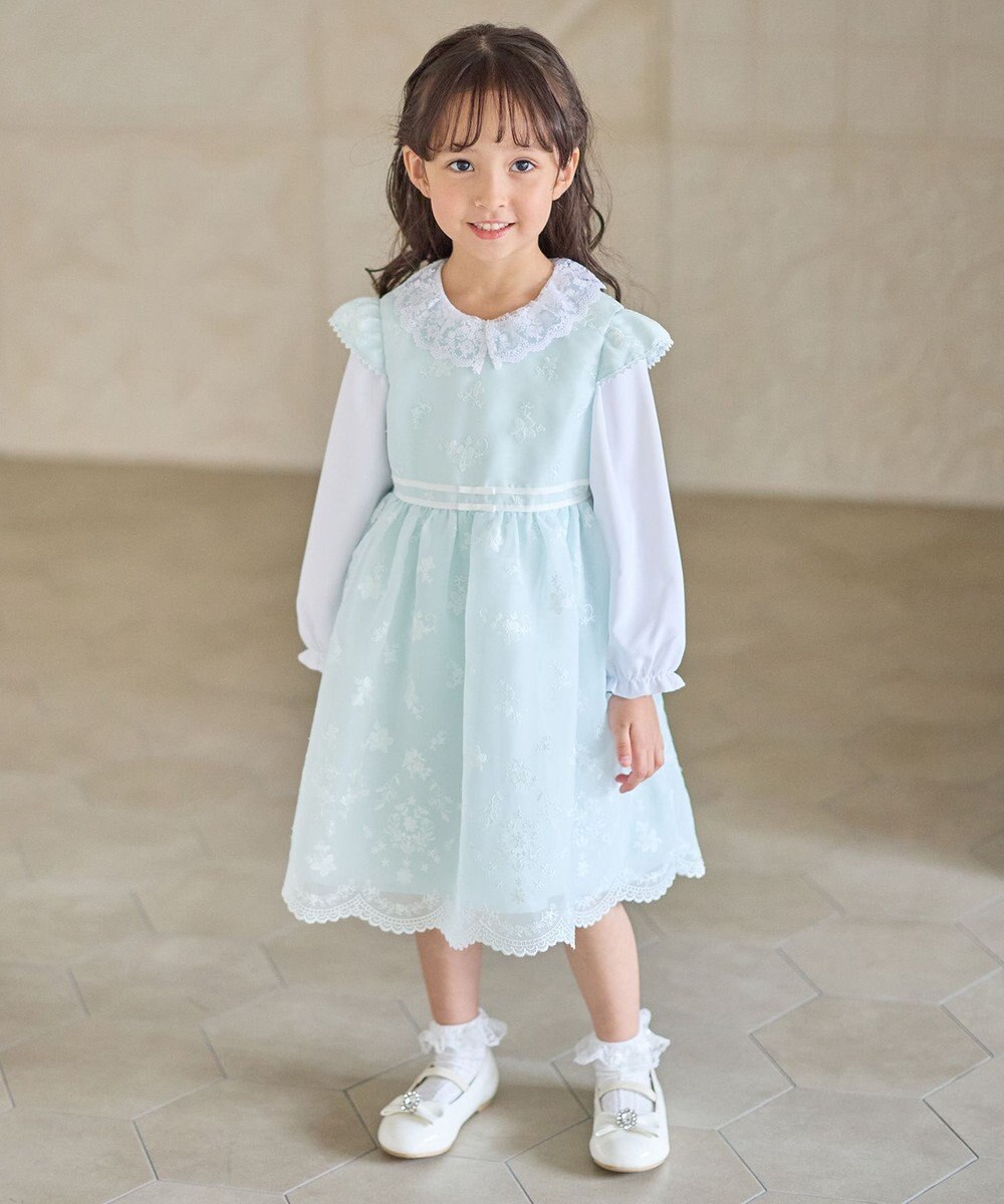 ANY KIDS 総刺繍 花柄ワンピース 