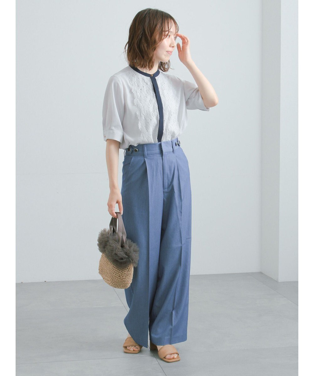 Te chichi フロントレース5分袖ブラウス 