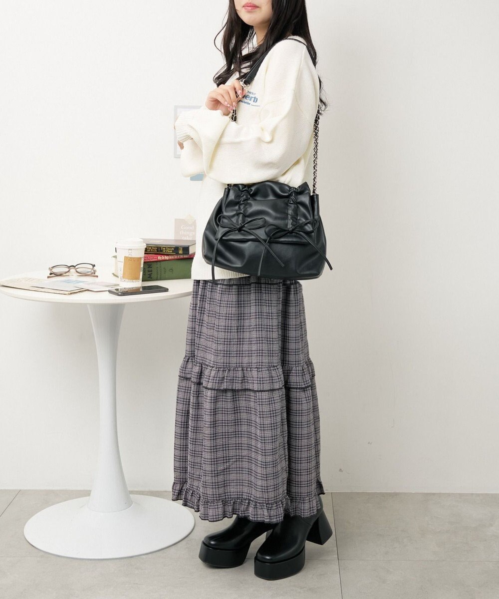 WEGO ギャザーリボンフラップバッグ 