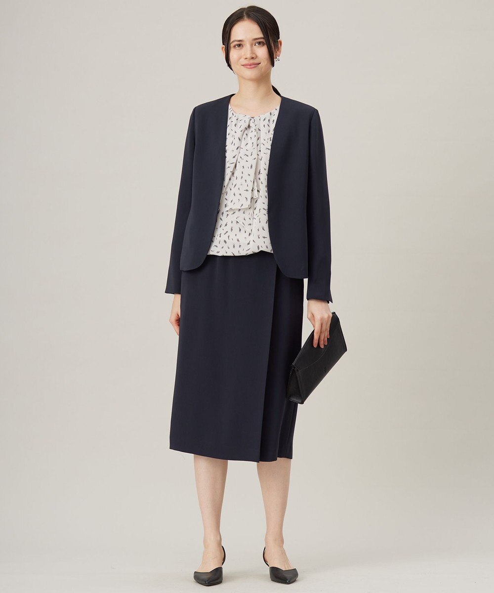 自由区 S 【洗える】ロイヤルシフォンドレープタイ半袖 ブラウス 