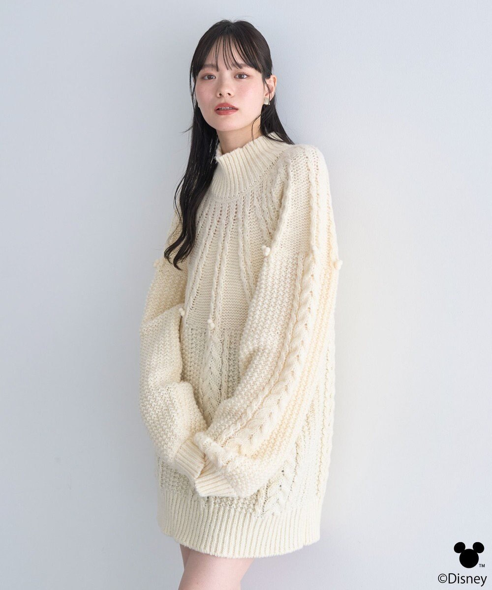 earth music&ecology 【予約】Disney/ポイントミッキーケーブルニット 