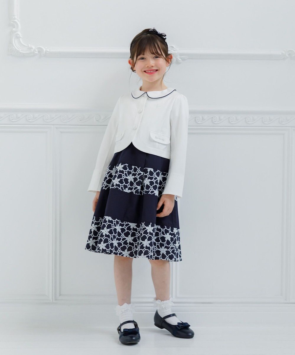 組曲 KIDS 【110-140㎝】フラワーパネルボーダー ワンピース 