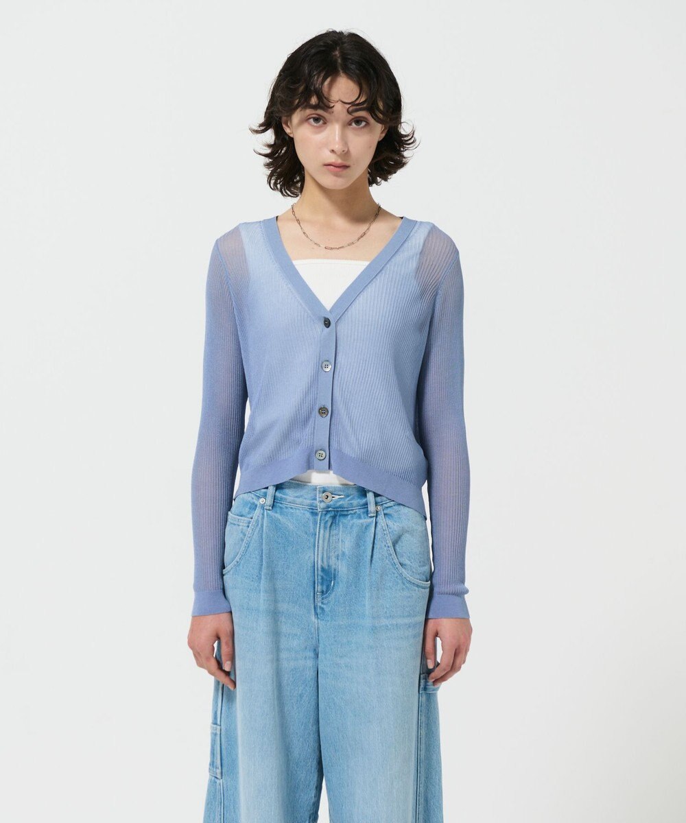 GRACE CONTINENTAL リブシアーニットカーディガン 