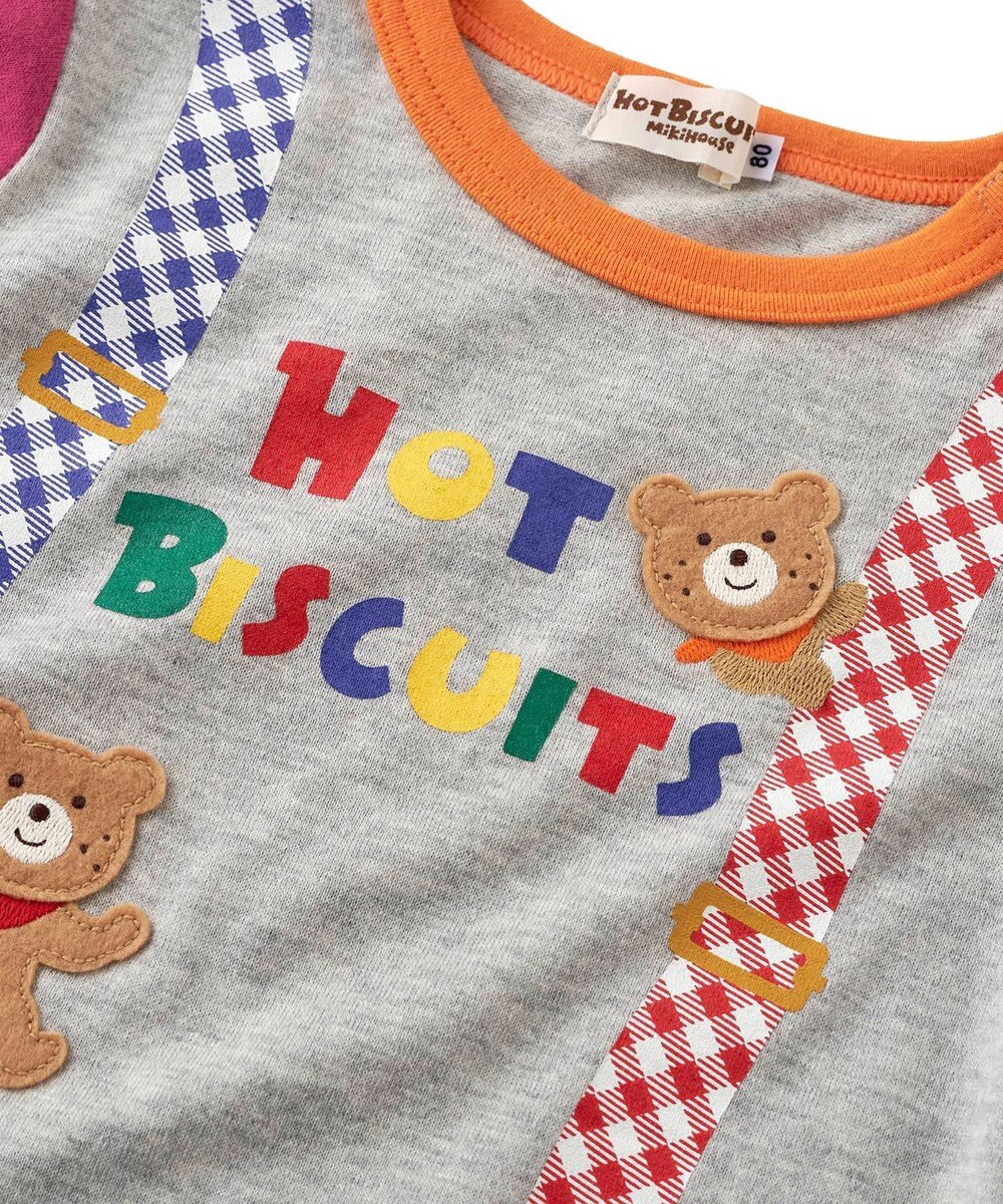 MIKI HOUSE HOT BISCUITS 【80-120cm】サスペンダーだまし絵 長袖Tシャツ 