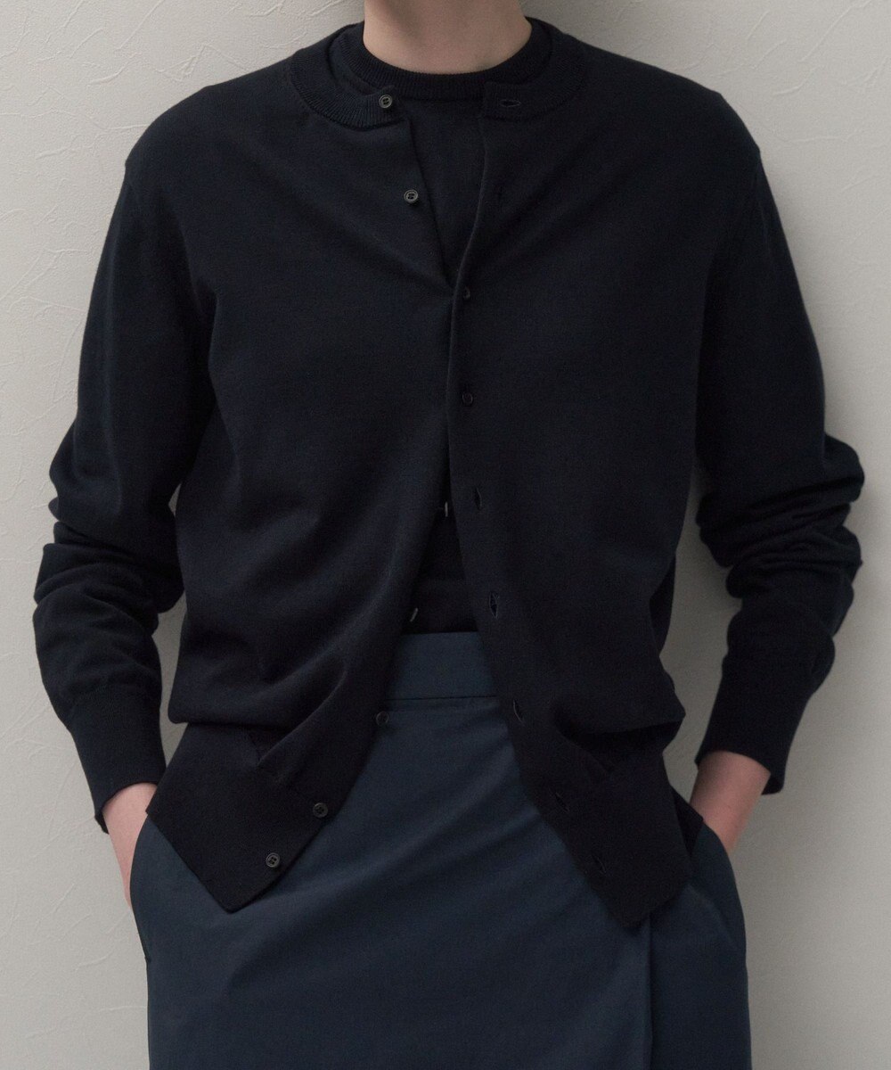 ATON FINE COMPACT COTTON | クルーネックカーディガン 