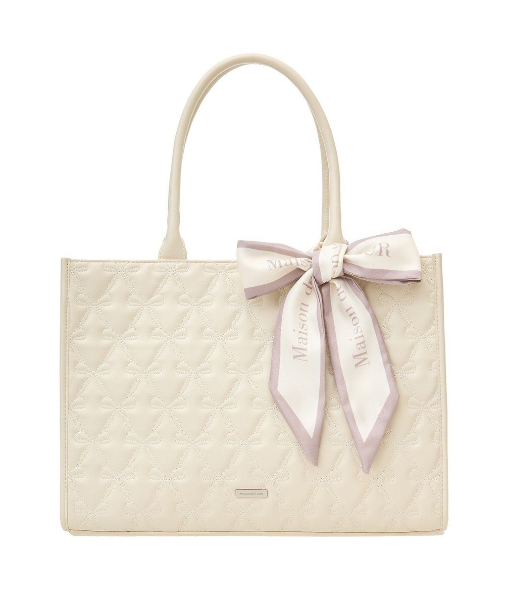 Maison de FLEUR スカーフ付リボンキルティングトートバッグ 