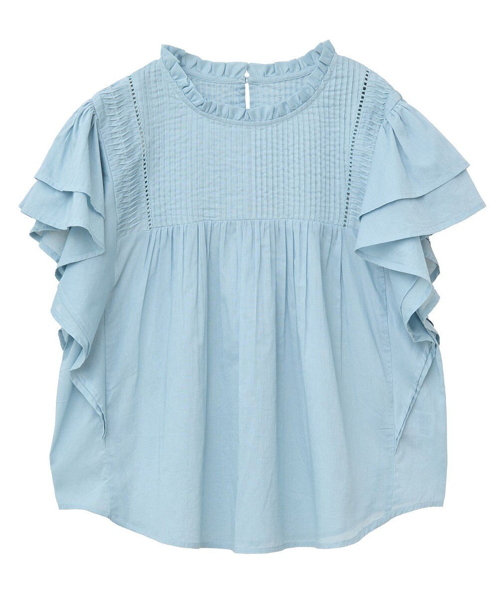 earth music&ecology フリルピンタック半袖ブラウス 