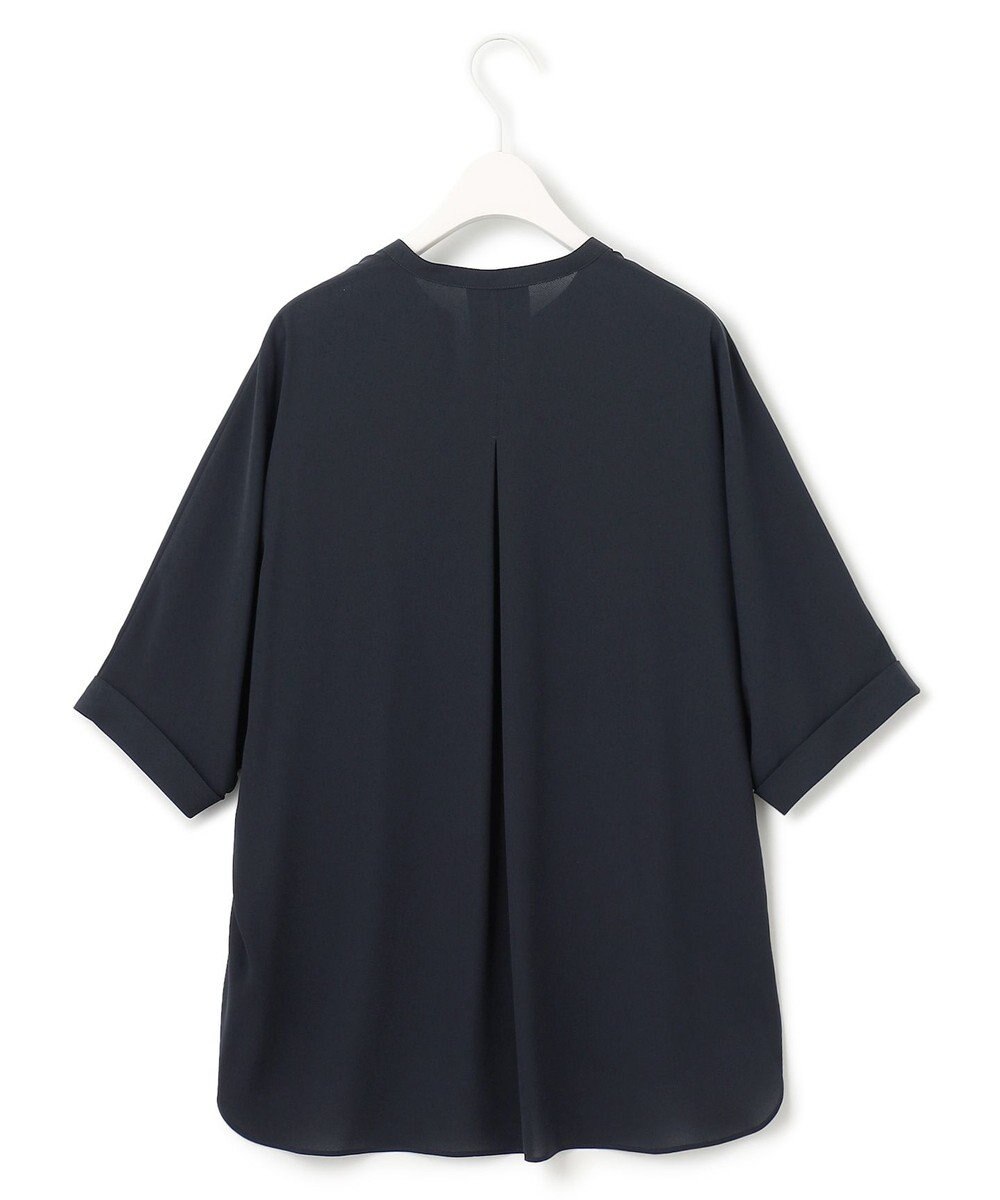 ICB 【新色追加・接触冷感・UVケア・速乾・洗える】BackSatinAmunzen  5分袖 キーネックブラウス 