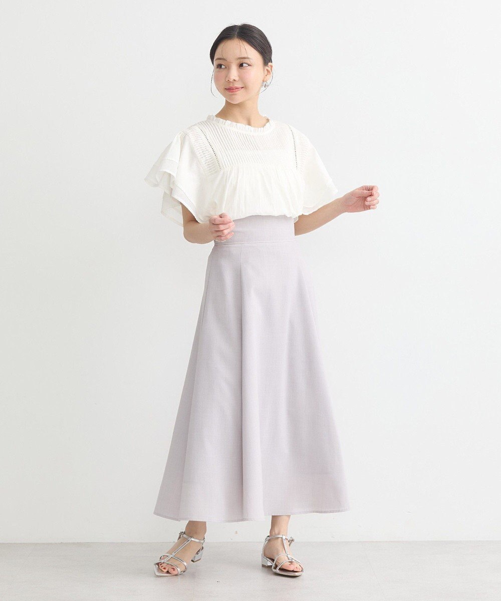 earth music&ecology フリルピンタック半袖ブラウス 