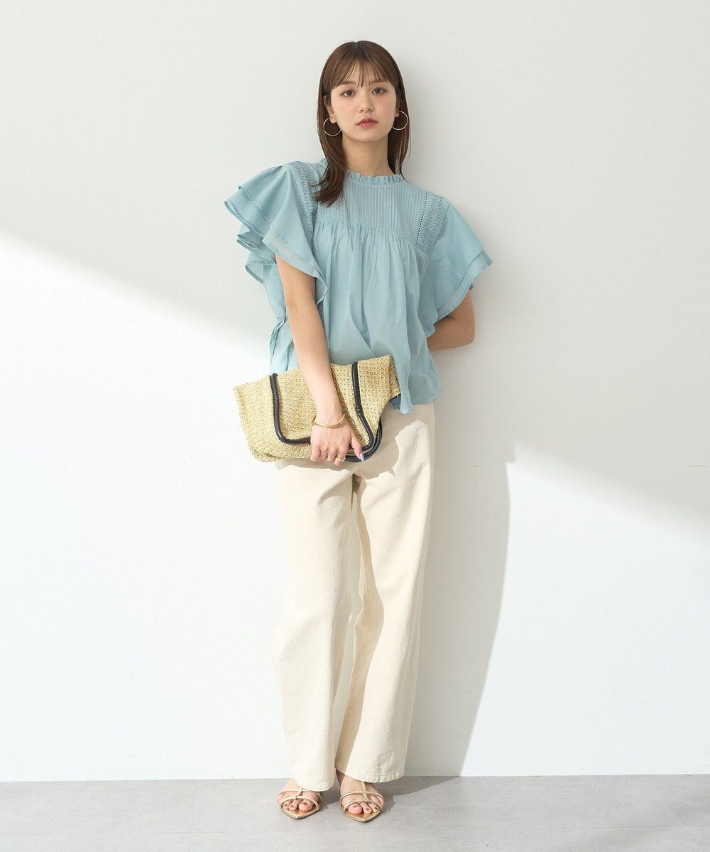 earth music&ecology フリルピンタック半袖ブラウス 