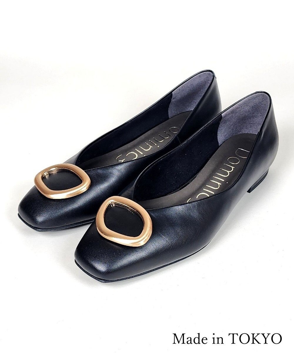 Dominic3 デザインバックル ローヒール レザーパンプス 