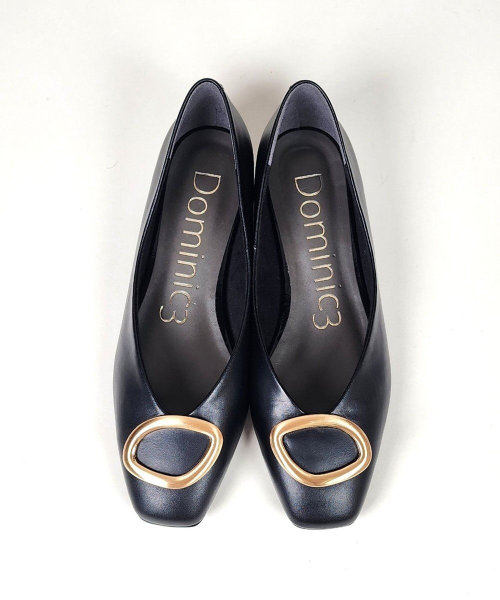 Dominic3 デザインバックル ローヒール レザーパンプス 