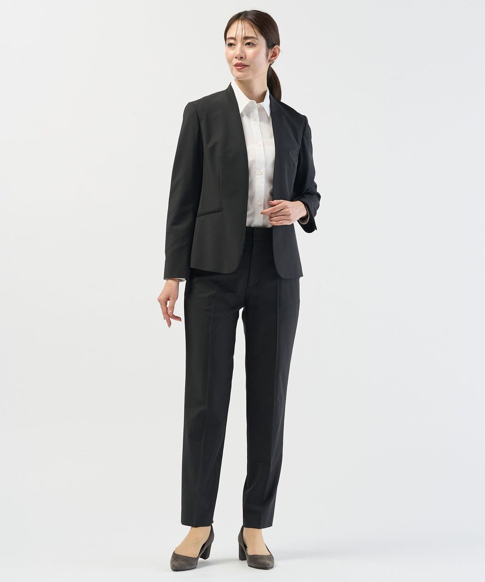 J.PRESS LADIES S 【リクルート対応】ホワイトブロード シャツカラーブラウス 