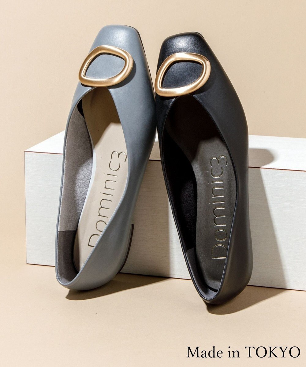 Dominic3 デザインバックル ローヒール レザーパンプス 