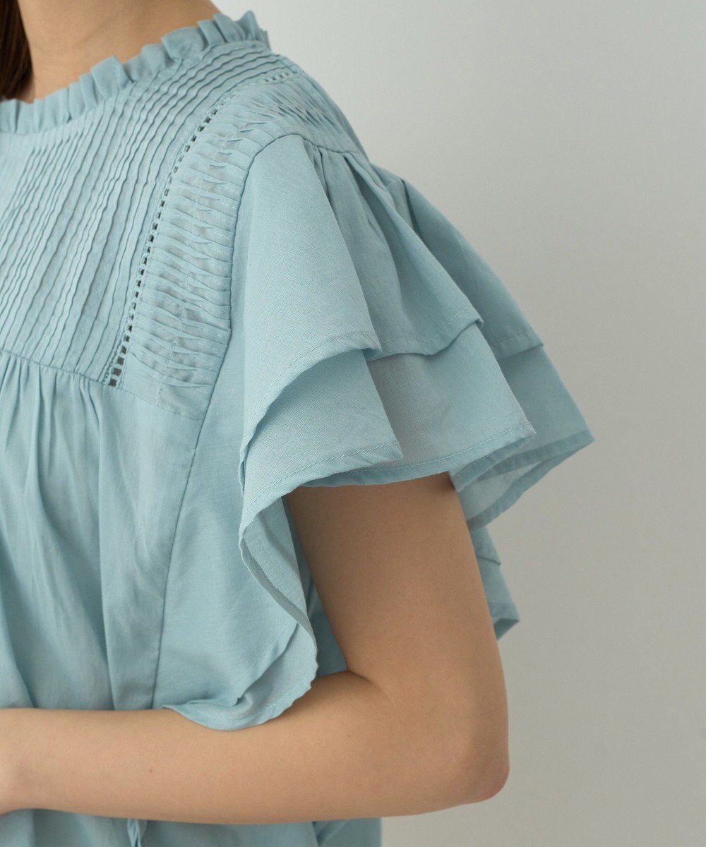 earth music&ecology フリルピンタック半袖ブラウス 