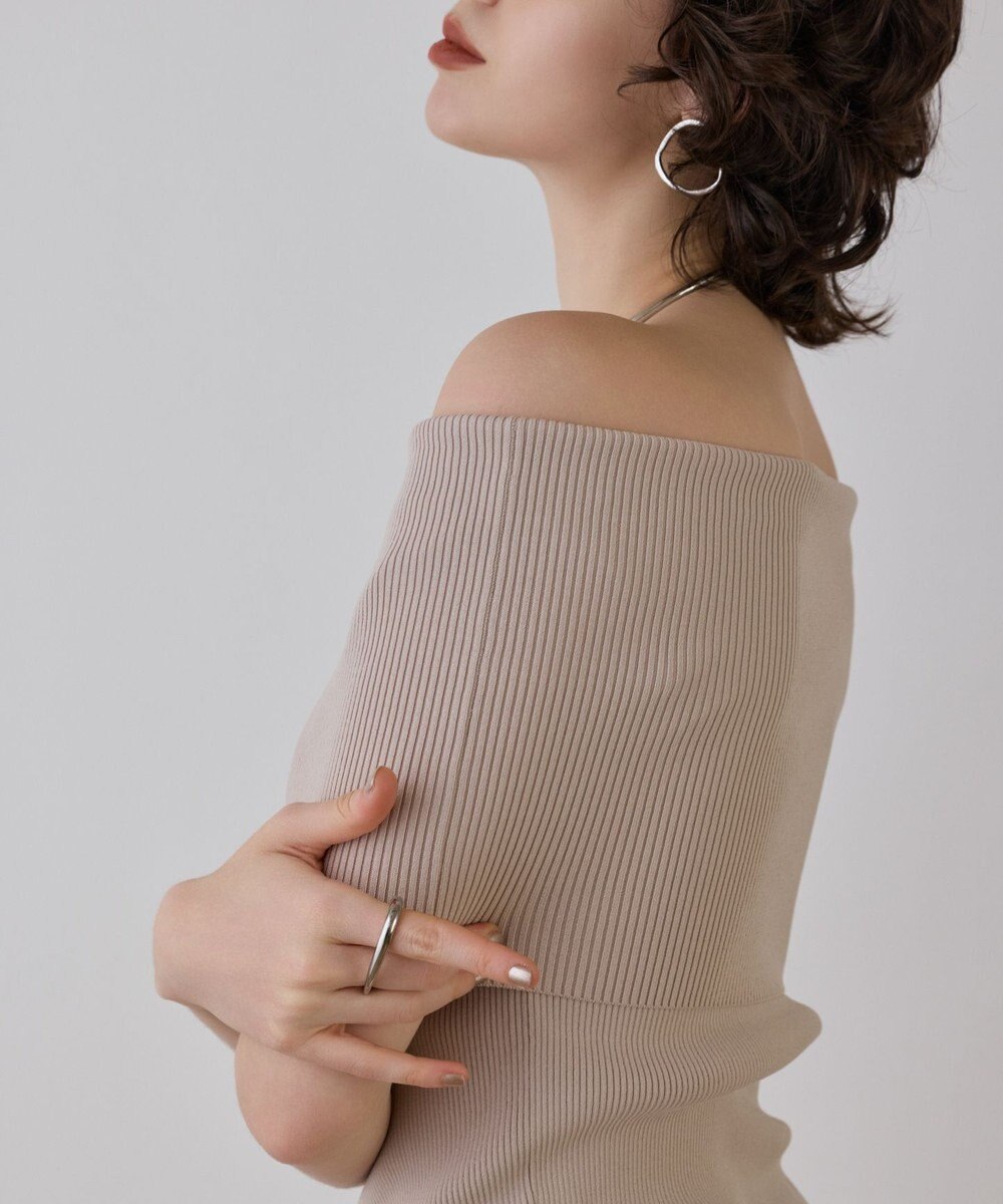 GRACE CONTINENTAL オフショルリブニットトップ 