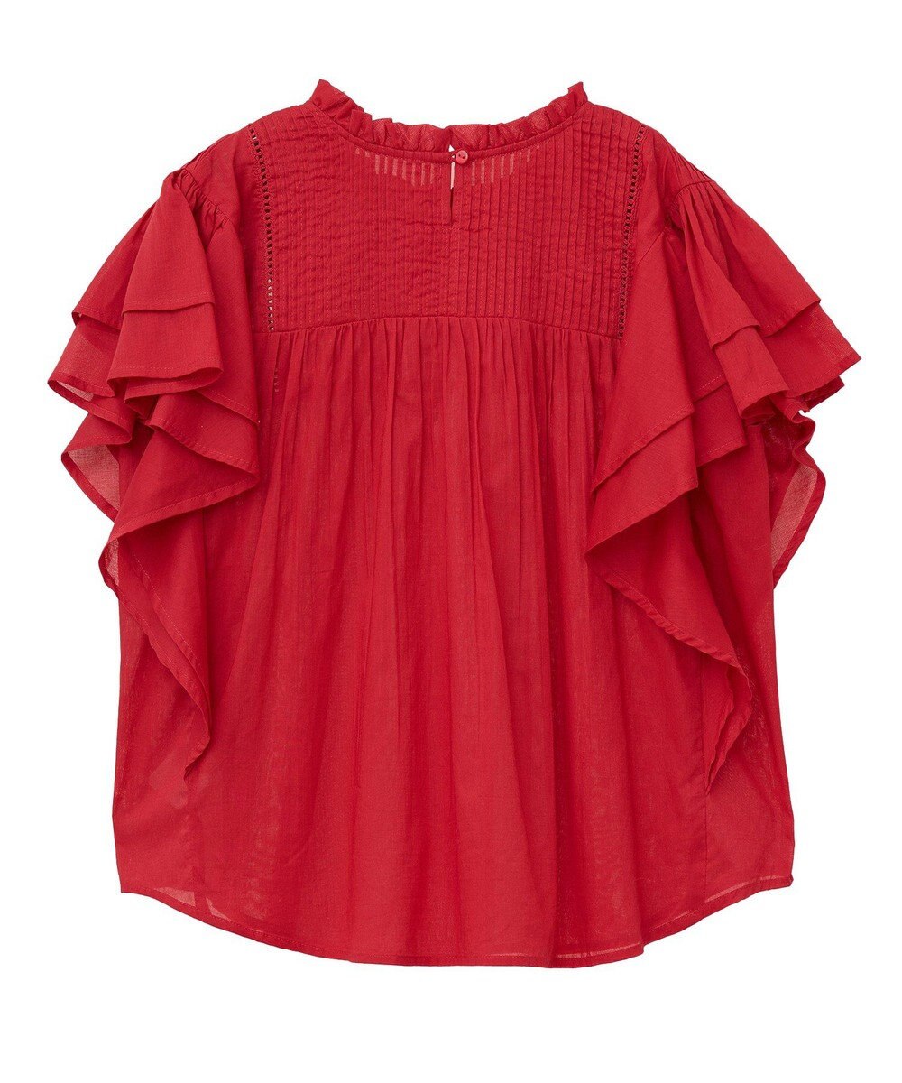 earth music&ecology フリルピンタック半袖ブラウス 