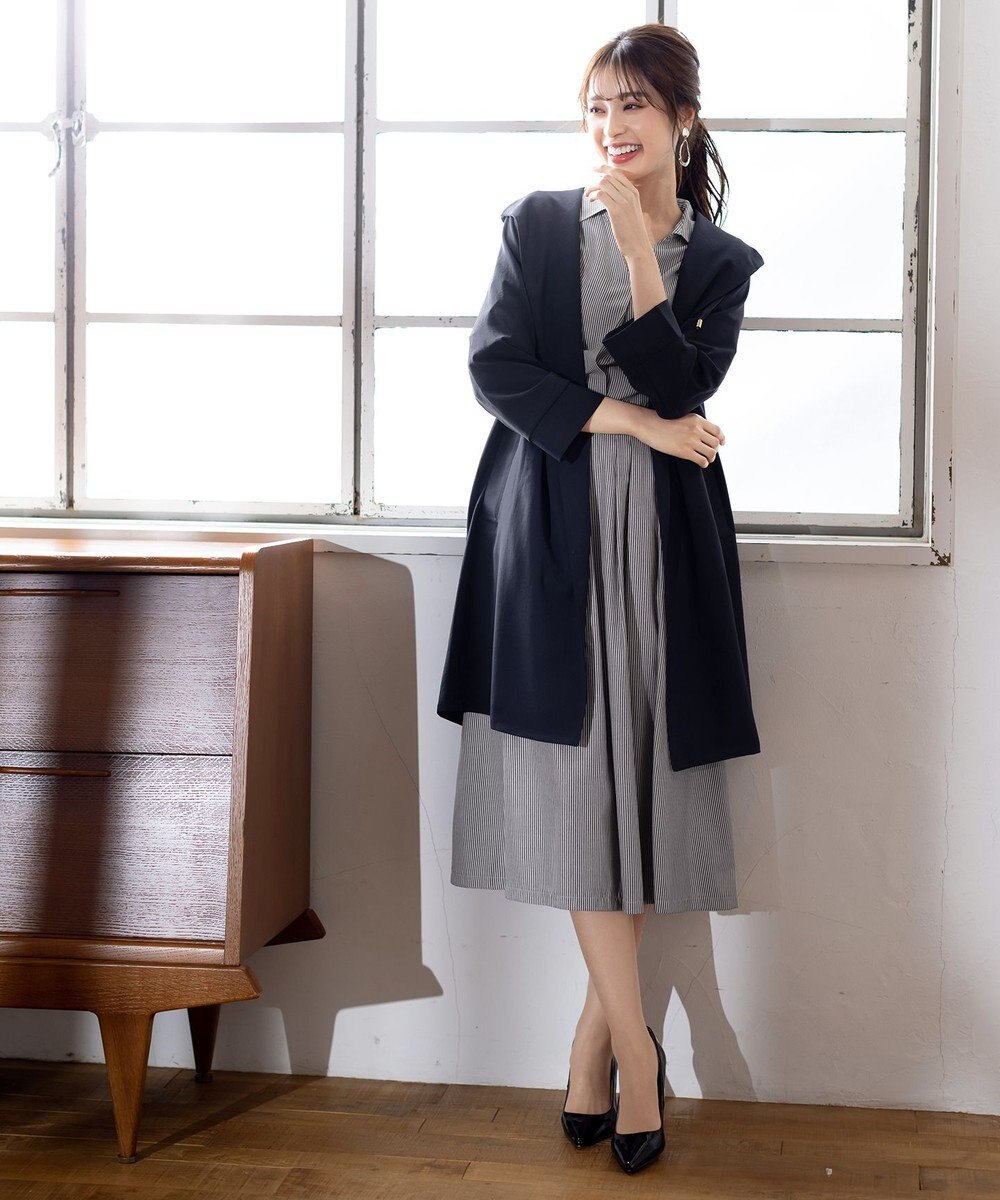 Tiaclasse L 【洗える】小顔効果も期待できるスキッパーシャツワンピース 