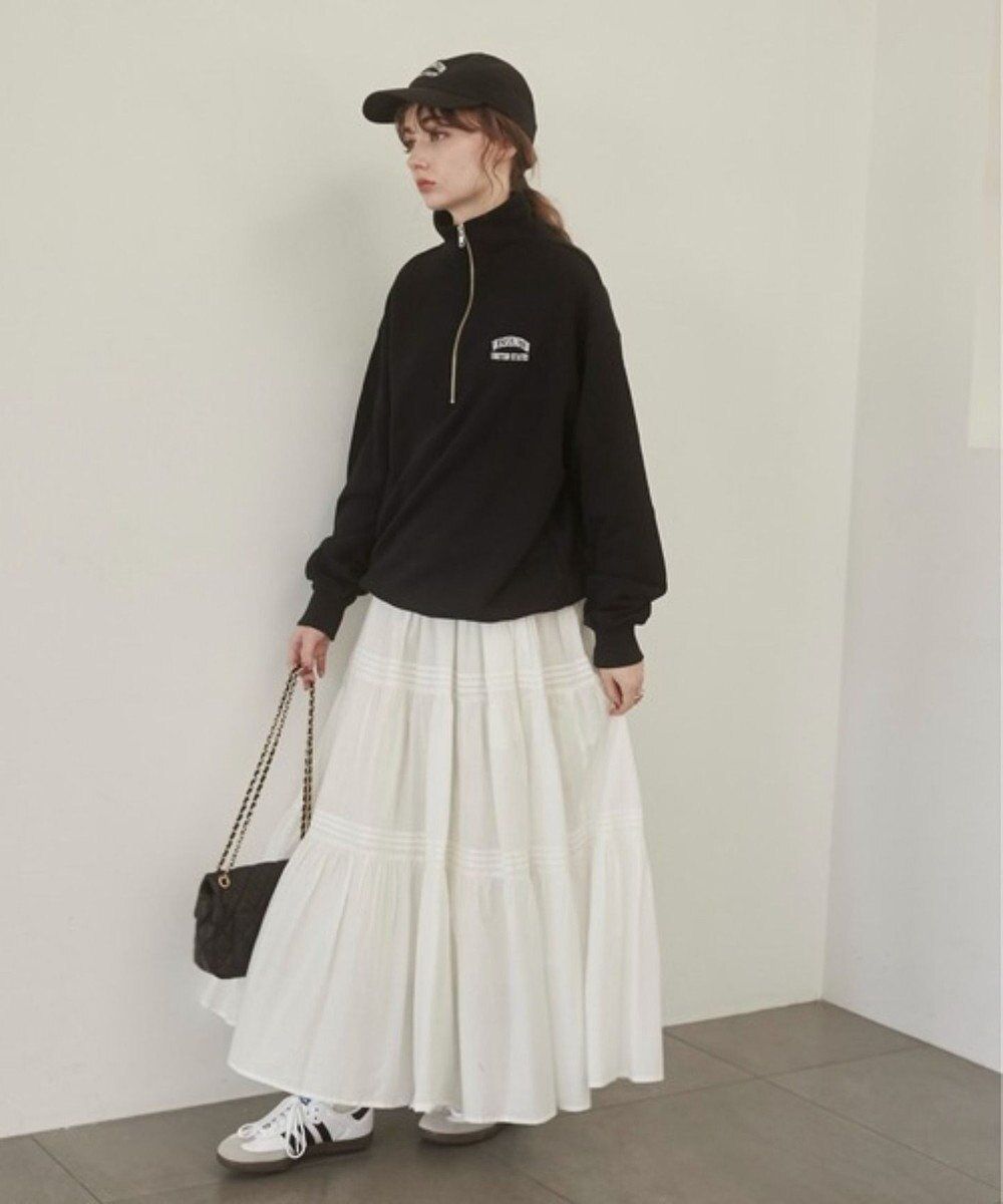 WEGO 【ANGIE VINTAGE】ワンポイント刺繍ハーフZIPスウェットプルオーバー 