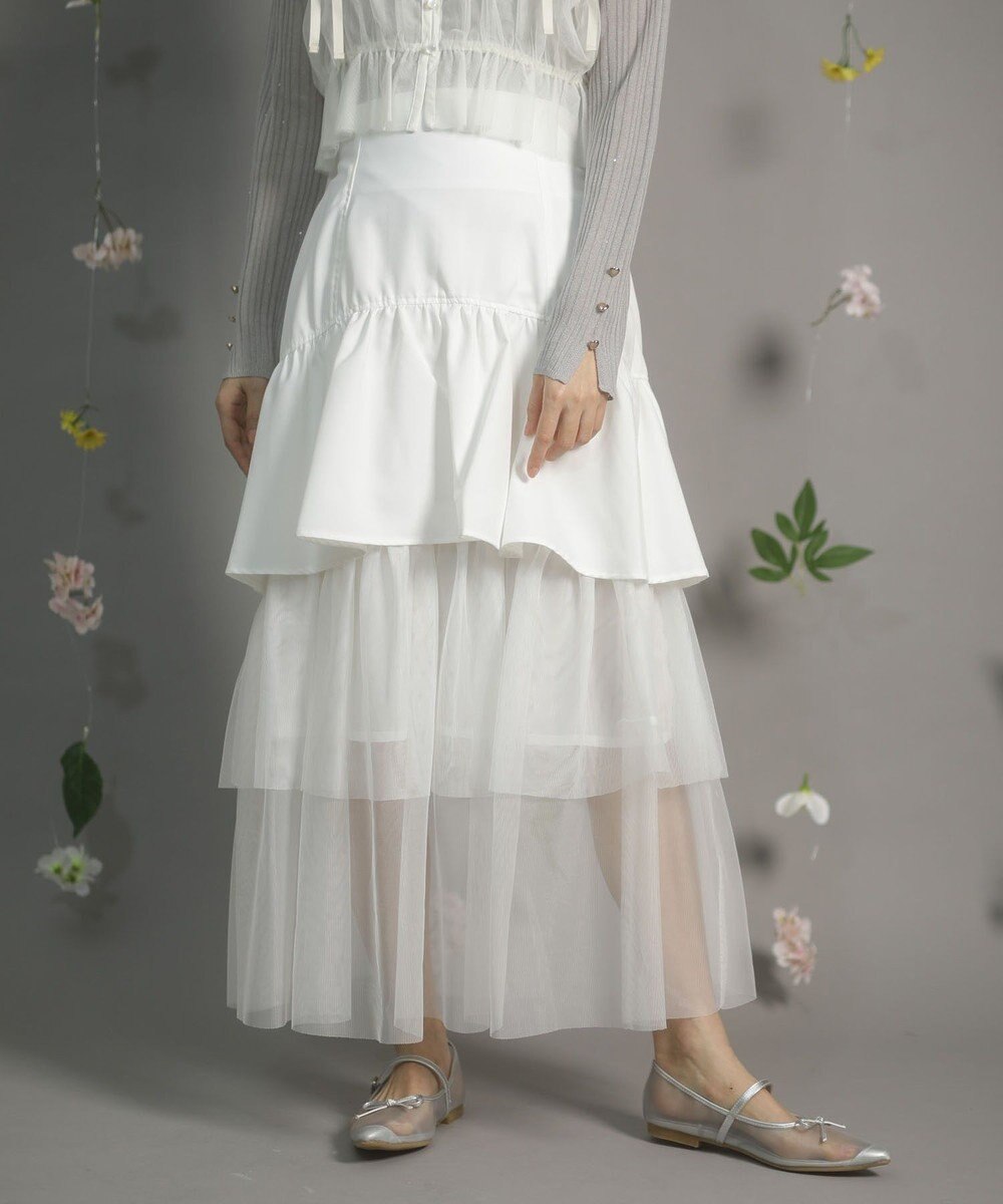 Green Parks ｄａｚｚｌｉｎ　ツイルチュールレイヤードスカート 