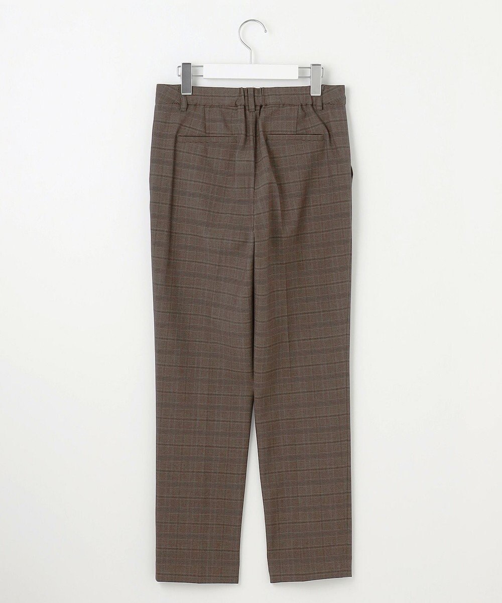 J.PRESS LADIES L 【洗える】T/Rアルガンシルクチェック テーパード パンツ 