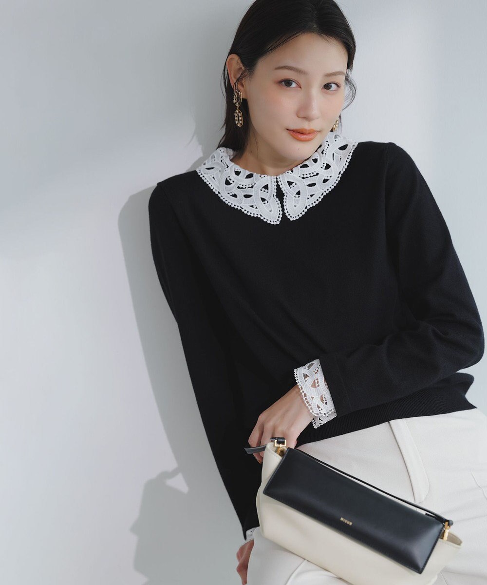 ANY SIS S レース襟 ニット 