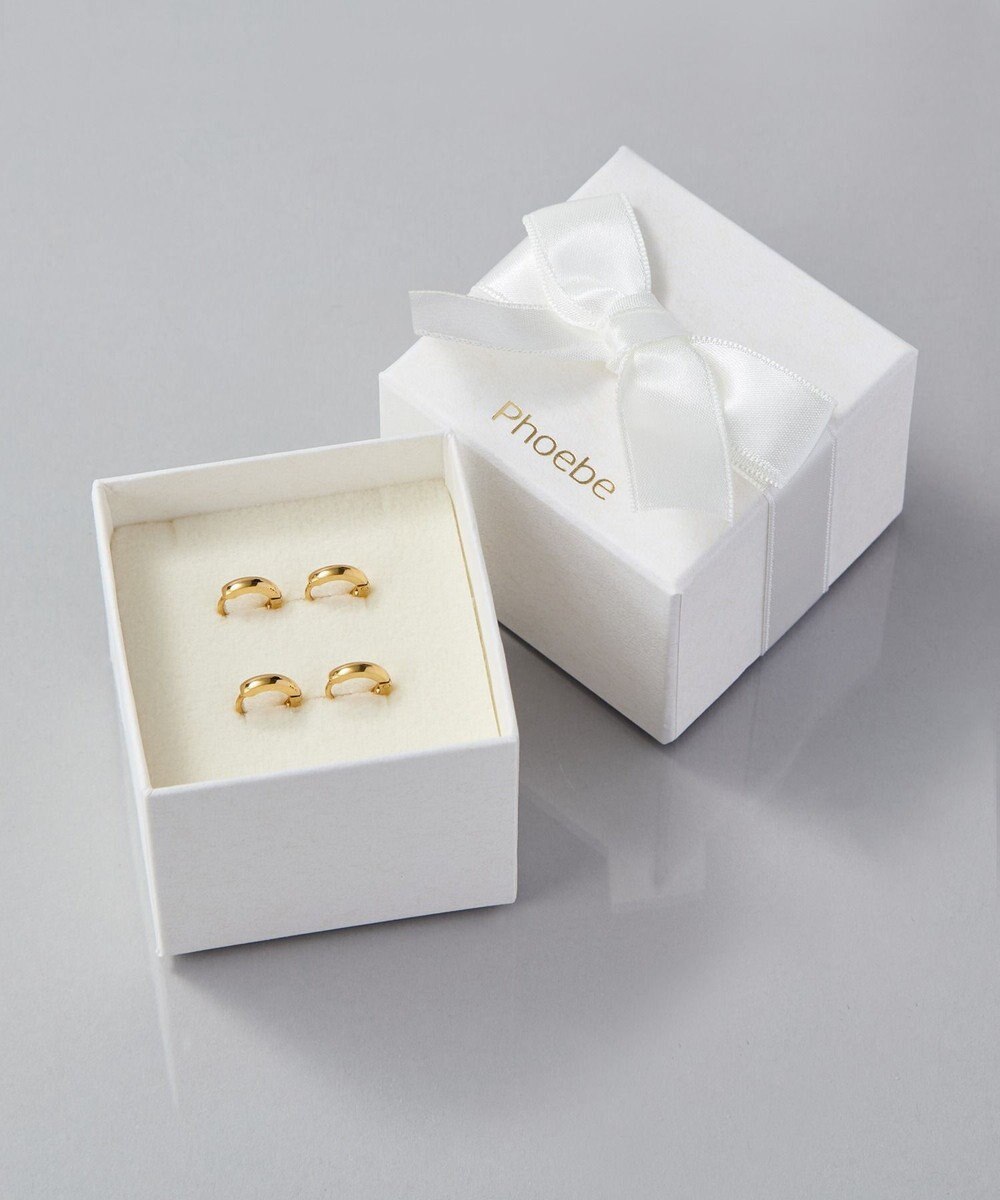 Phoebe 【金属アレルギー対応】ワンタッチメタルフープミニペアピアス  ゴールド/BOX付き 