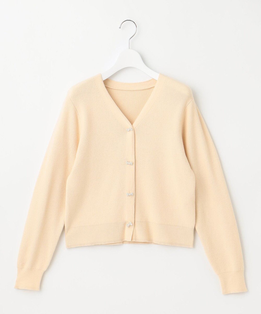 Feroux 【洗える】リボン釦 カーディガンデザインニット 