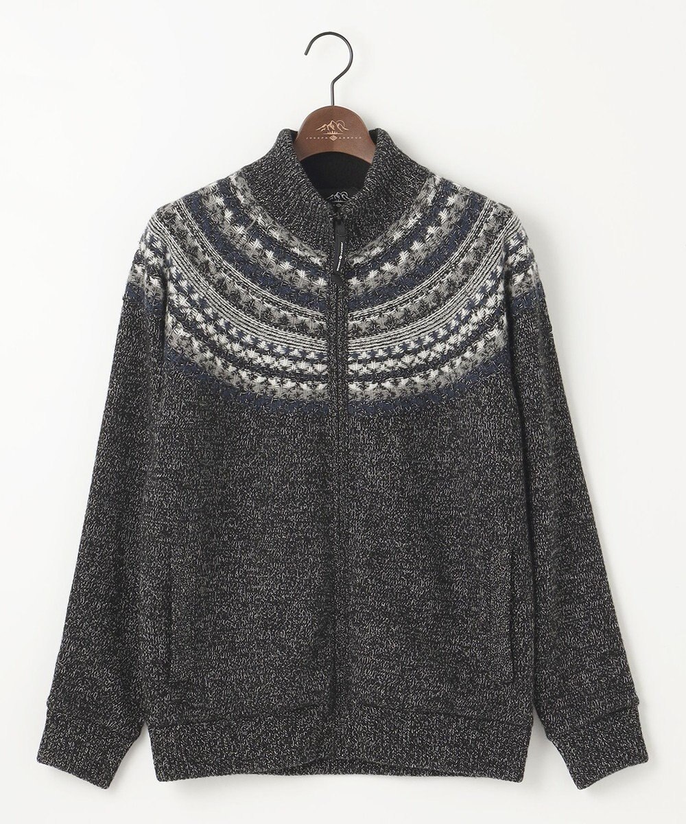 JOSEPH ABBOUD MOUNTAIN 【イタリア糸使用/サスティナブル素材/裏地付き/ライナードッキング対応】 コットンウールジャガードニットアウター 