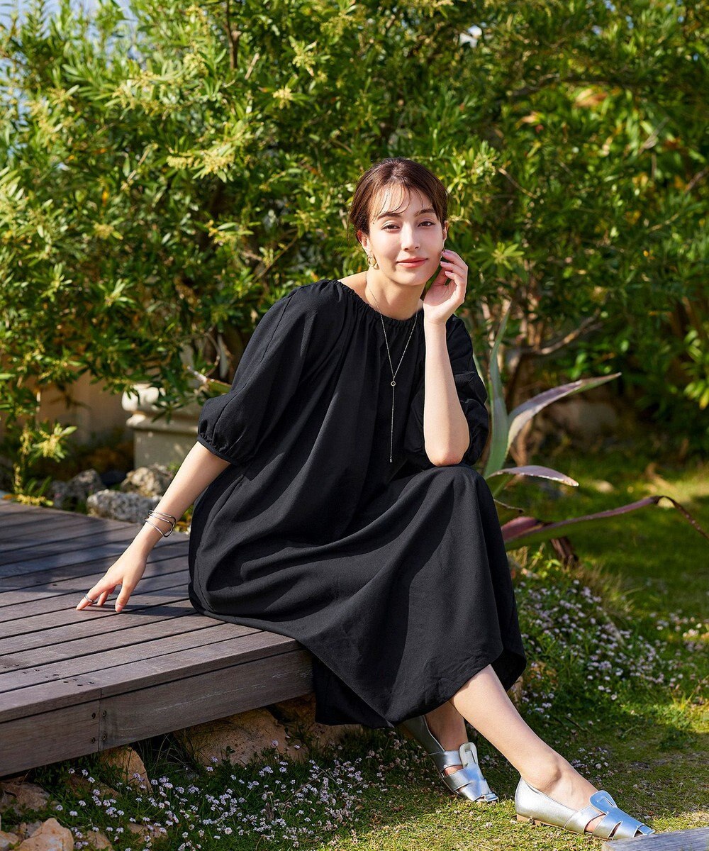 Tiaclasse 【洗える】後ろリボンバルーンスリーブワンピース 