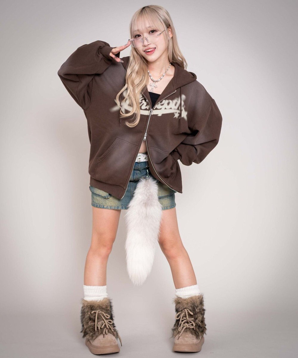 WEGO 【ユニセックス着用ITEM/MLサイズ展開】グラフィックZIPパーカー 