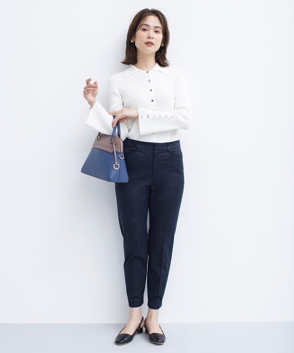 組曲 【WEB限定】サテンストレッチ クロップドパンツ 