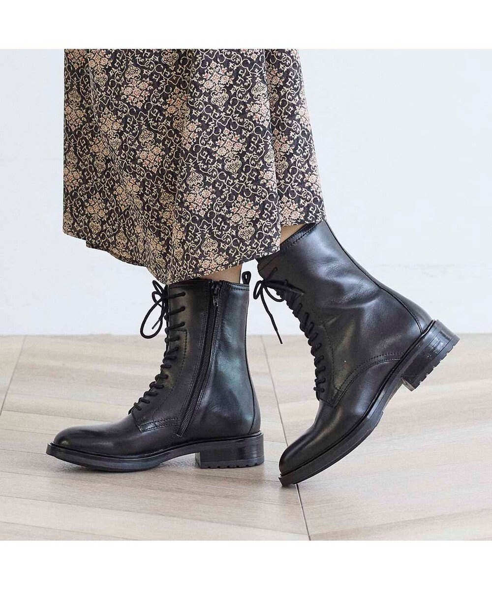 ing <ing>【WEB限定】レザーレースアップショートブーツ 